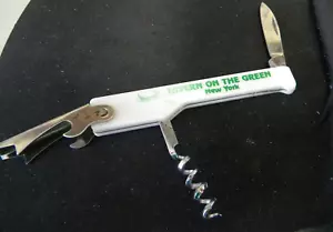 Coltello apribottiglie a vite in sughero vintage manico bianco "Tavern on the Green NY" - Foto 1 di 3