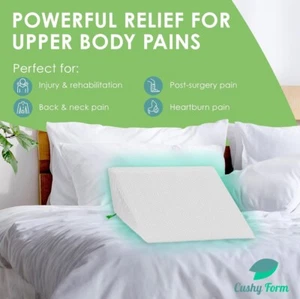 Cushy Form Wedge Triangle Memory Foam Bed Support Pillows Sleeping, White 12 in - Picture 1 of 10