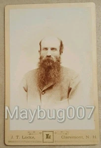 Antique Cabinet Card Photograph Bearded Man Claremont, New Hampshire History - Picture 1 of 4
