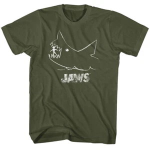 Jaws 70's Thriller Movie Shark Made Of Chalk Chalkboard Shark Men's T Shirt - Picture 1 of 5