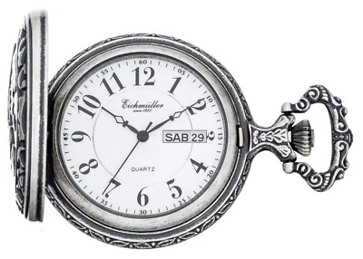 Eichmüller Edelstahl Savonnette Taschenuhr mit Segelschiff Motiv im Antik Look - Bild 1 von 3
