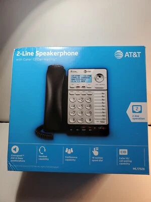 New AT&T ML17928 2-Line Corded Phone Black/Silver 424673 Free Shipping! - Image 1 of 4