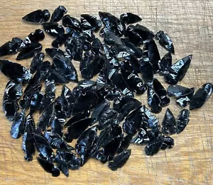 Lote Punta de Flecha Obsidiana Negra Reproducción Moderna Hecho a Mano Pedernal Cortado - Imagen 1 de 11