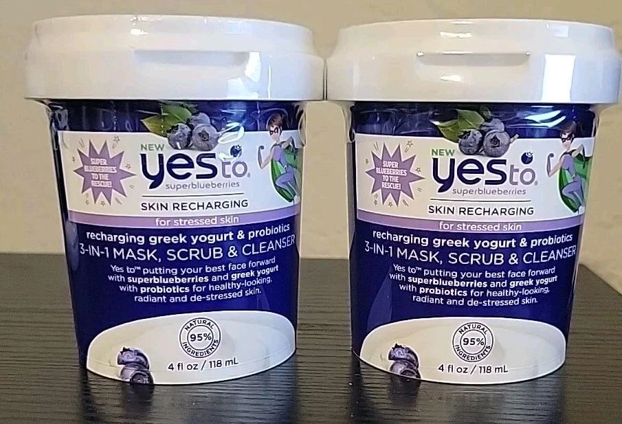 2X Yes To 3-in-1 Mask Scrub & Cleanser Greek Yogurt Super Blueberries 4oz - Image 1 of 1