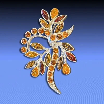 Multicolore Ambra Pendente IN Argento Prese Ca 5 X 3,5 CM - Immagine 1 di 2