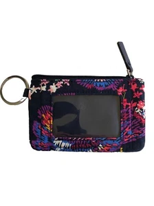 Vera Bradley custodia ID zip fiori selvatici mezzanotte piccolo portafoglio portachiavi - Foto 1 di 5
