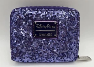 Portafoglio Disney Parks esclusivo Loungefly Minnie Pozione Orecchie Viola Paillettes - Foto 1 di 13