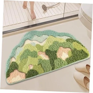 Moss Bath Mat 3D Design Forest Green Bathroom Rug, Non-Slip Soft Absorbent - Picture 1 of 8