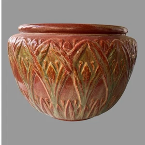 Vintage Antique Art Pottery Carved 8.5" Jardiniere Planter Vase - Picture 1 of 6