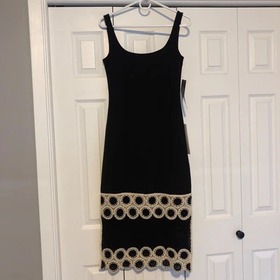 NWT Adrianna Papell Crochet Midi Sheath Dress Women's Size 4 Classic Boho - Image 1 of 4