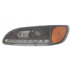 For Peterbilt 387 Headlight 2000-2011 Driver Side w/ LED DRL Black - Picture 1 of 7