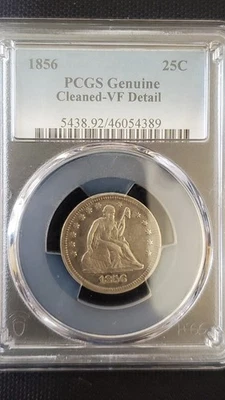 1856 Seated Liberty Quarter - PCGS VF Detail, Cleaned - Nice looking coin - Image 1 of 4