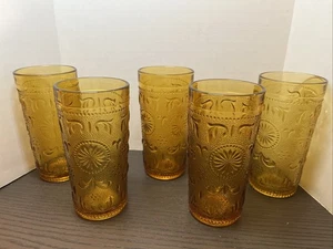 Set Of 5 Vintage BROCKWAY GLASS 8 Ounce Flat Tumblers Iced Tea Glasses - Picture 1 of 3