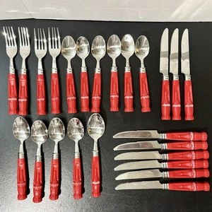 Coca Cola Silberbesteck Besteck Vintage 24 Teile Rot Cola Flaschengriff Gibson - Bild 1 von 2