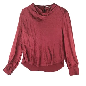 VERONICA BEARD Silk Blouse Size 14 Red Long Sleeve Mock Neck Lightweight - Picture 1 of 13