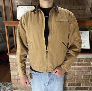 Vtg Carhartt Jacket 6QLJ Detroit Canvas Red Quilt USA Men's Sz 40 - Picture 1 of 7