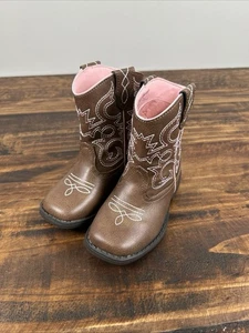 Wonder Nation Youth Girl's Brown Square Toe Western Cowboy Boot Shoes Size 8 - Bild 1 von 14