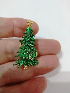 Christmas Tree Brooch Green & Gold - Picture 1 of 5