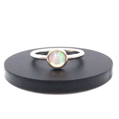 925 Sterling Silber Ring 0.85ct Opal Äthiopien Edelopal weiß Vollopal minimalist - Bild 1 von 4