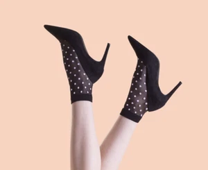 Fiore Ankle Socks - Bubble Gum - Spot Spotty Dotty sheer pretty polka dots pink - Picture 1 of 2