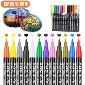 12Pcs Acrylic Paint Pens Set Premium Markers Extra Fine Tips for DIY Art Project - Imagen 1 de 11