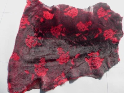 sheepskin leather hide Karakul Black On Red Floral Roses Print Ultra thin - Image 1 of 4