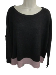 Duffy 100% Cashmere Gray Pink Round neck Boxy Oversized Sweater Size S - Picture 1 of 5