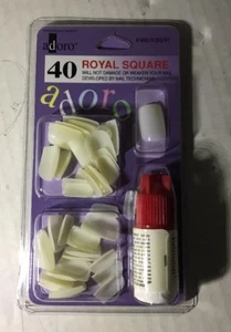 Adoro 40 Royal Square Clear Nails Box Of 9 - Picture 1 of 1