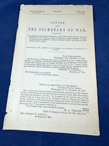 1881 Letter War Sec. Robert T. LINCOLN to Senate, WHARF & DOCKS Block Island - Imagen 1 de 2