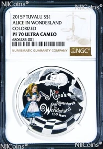2015 150th Ann. Alice's Adventures in Wonderland 1 oz Silver $1 coin NGC PF70 - Picture 1 of 4