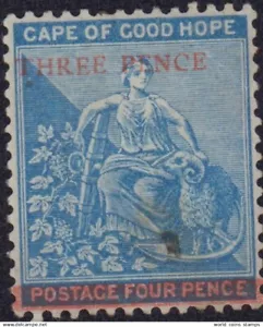 CAPO DI BUONA SPERANZA 1874 3p ON 4p NUOVO MINT MH - Foto 1 di 2