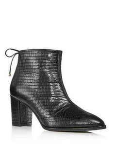 NIB Stuart Weitzman Gardiner Croc Embossed Black Booties 7 $575MSRP - Picture 1 of 4