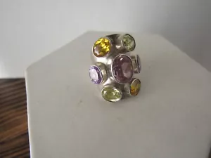Anillo de plata de ley 925 amatista citrino peridoto tamaño 6 gramos 13,3 - Imagen 1 de 7