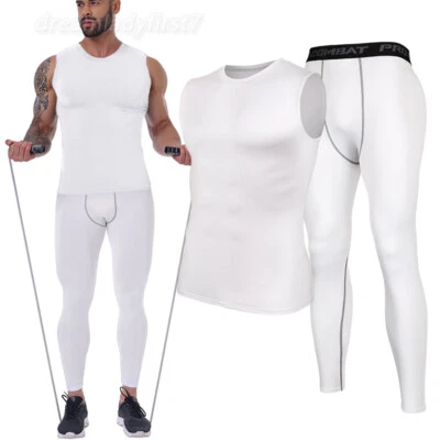 Men's Compression Suit Set Pants & Shirts Base Layer Training Workout Basketball - Image 1 of 4