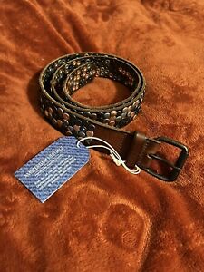 AMSTERDAM HERITAGE STUDDED LEATHER BELT COPPER SILVER PEWTER SIZE 95 NEW