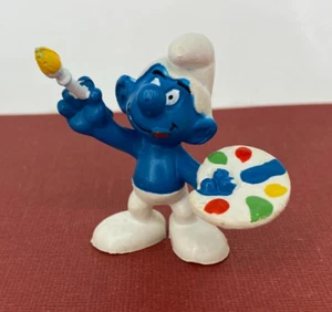 Vintage Peyo Schleich 1978 ☆ SMURFS ☆ Artist / Painter Smurf Figure #20045 - Imagen 1 de 3
