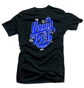 Shirts to Match Jordan 5 Racer Blue Sneakers.Young & Rich Tees