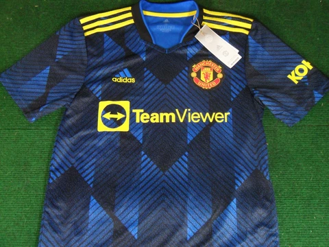 New Mens Adidas Primegreen 2021-22 Manchester United Third Soccer Jersey Small Cover