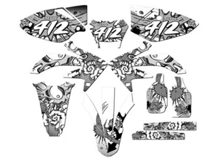 2008-2018 CRF 450 X ZANY White Senge Graphics Kit Compatible with Honda - Picture 1 of 10