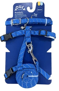 Juego de arnés y correa reflectante azul Youly para gato/mascota, S/M, correa de 4’, encanto de campana - Imagen 1 de 3