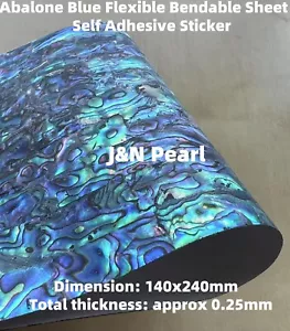 1pc 140x240mm Paua Abalone BLUE Flexible Bendable Sheet Self Adhesive Stick - Picture 1 of 2