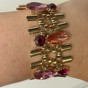 Cuff gold Gem Fashion Bracelet Pink INC brand. Mothers Day. NWT Art Deco - Picture 1 of 4
