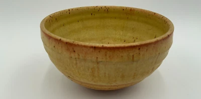 Studio Art Pottery Speckled Amber Ceramic Bowl Signed Robinson 6 1/2" - Image 1 of 4