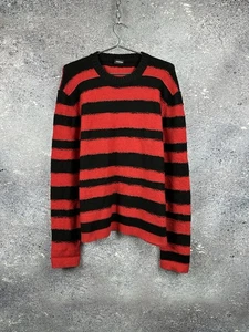 Diesel Knit Striped Jumper Black/ Red Wool Blend Kurt Cobain Style Size L-XL - Picture 1 of 18