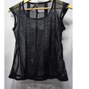 Lip Service Gothic Mesh Sheer Black Top Edgy Sleeveless Punk Style | Size M - Picture 1 of 8