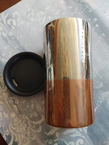 Vintage 2012 Starbucks copper silver metallic tumbler 8oz insulated hot cold lid - Picture 1 of 6