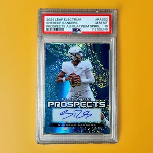 PSA 10 Shedeur Sanders Autograph 2024 Leaf Electrum Auto Platinum Sparkle Gem - Bild 1 von 3