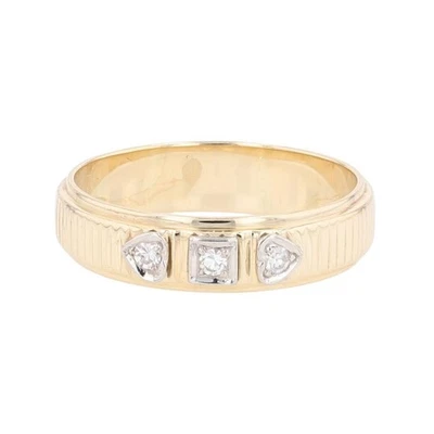 .08ctw Round Diamond Three-Stone Wedding Band Ring 14k Multi-Tone Gold Size 9.5 - Image 1 of 4