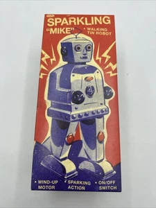 Sparkling Mike Tin Robot Reproduction walking wind-up sparkling action NEW - Picture 1 of 3