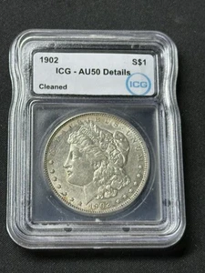 1902 O Morgan Silver Dollar ICG AU50 Details Cleaned - Picture 1 of 2